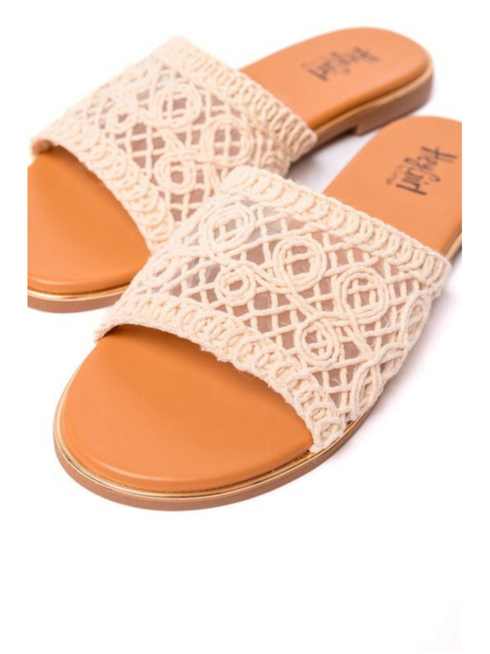 Hey Girl by Corkys Hey Beach Sandals Natural Crochet Slide Sandals Size 11 - Picture 5 of 10